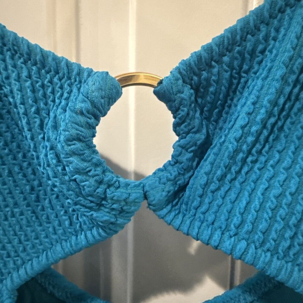 NWT Aerie One Piece Ring Cut Out Swimsuit- Teal -Size Large Long - Picture 4 of 5
